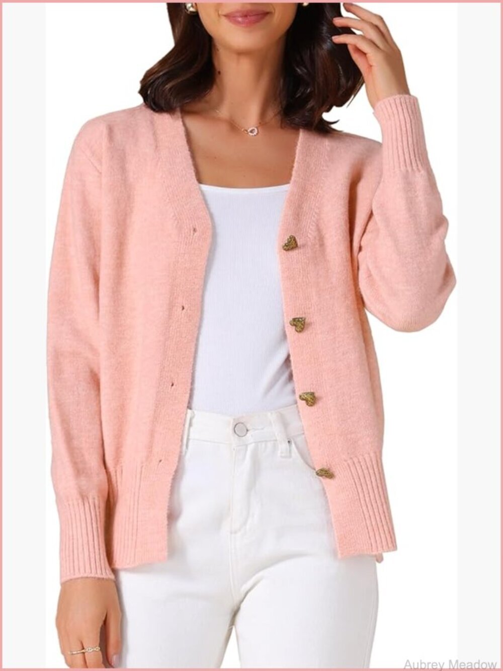 Knit Button Up Cardigan V-Neck Long Sleeve Fall Sweater